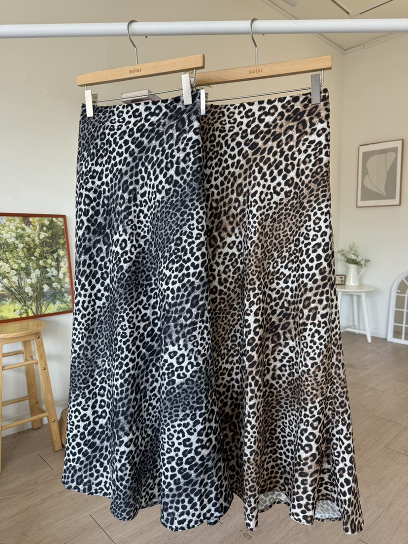 SOLAR東大門代購女士新款休閑時尚人氣真品職業熱賣長裙豹紋SOLAR長裙
