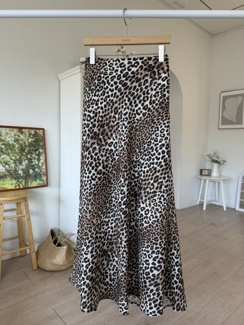 SOLAR東大門代購女士新款休閑時尚人氣真品職業熱賣長裙豹紋SOLAR長裙圖色1