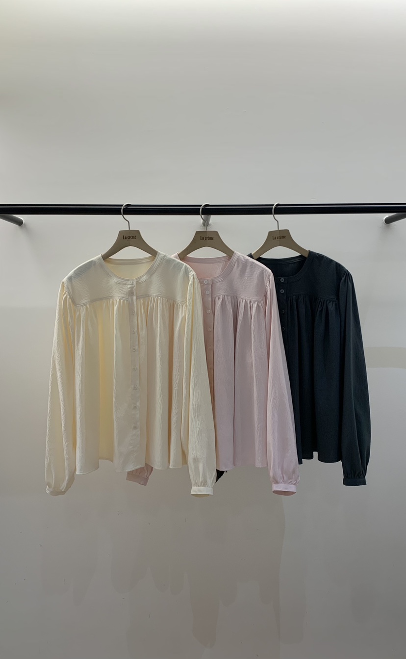 LA CREME東大門直郵女裝新品時尚推薦26春夏襯衫蕾絲衫褶皺LA CREME襯衫/蕾絲衫