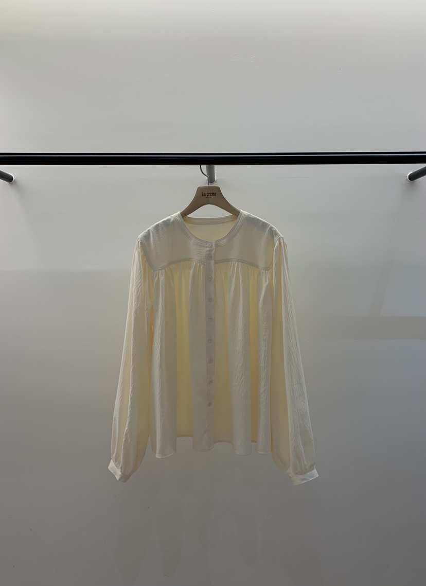 LA CREME東大門直郵女裝新品時尚推薦26春夏襯衫蕾絲衫褶皺LA CREME襯衫/蕾絲衫圖色1