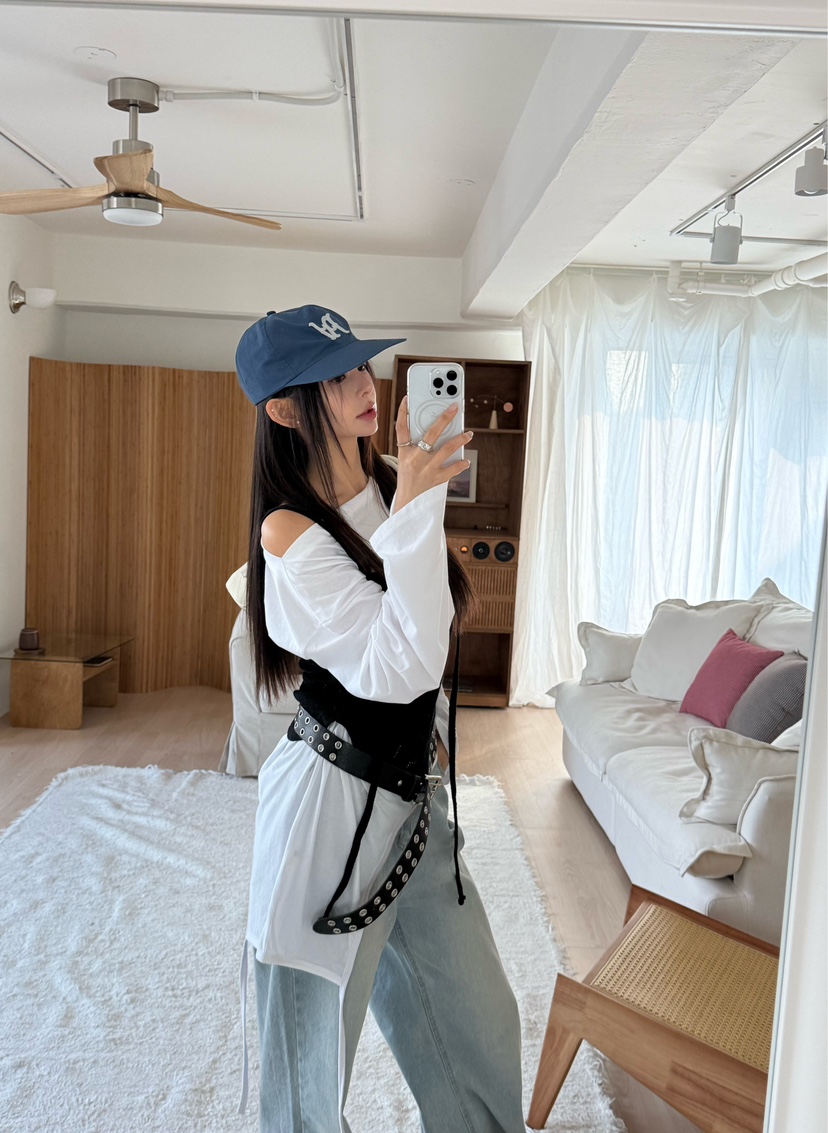 DENVER韓國代購女裝新品熱賣26春夏人氣推薦長袖T恤不含腰帶DENVER長袖T恤