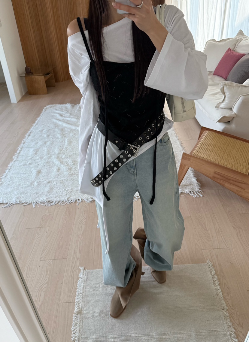 DENVER韓國代購女裝新品熱賣26春夏人氣推薦長袖T恤不含腰帶DENVER長袖T恤