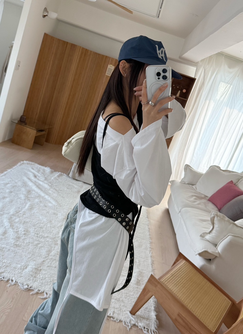 DENVER韓國代購女裝新品熱賣26春夏人氣推薦長袖T恤不含腰帶DENVER長袖T恤