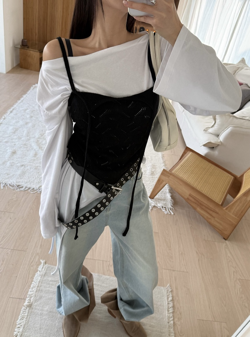 DENVER韓國代購女裝新品熱賣26春夏人氣推薦長袖T恤不含腰帶DENVER長袖T恤