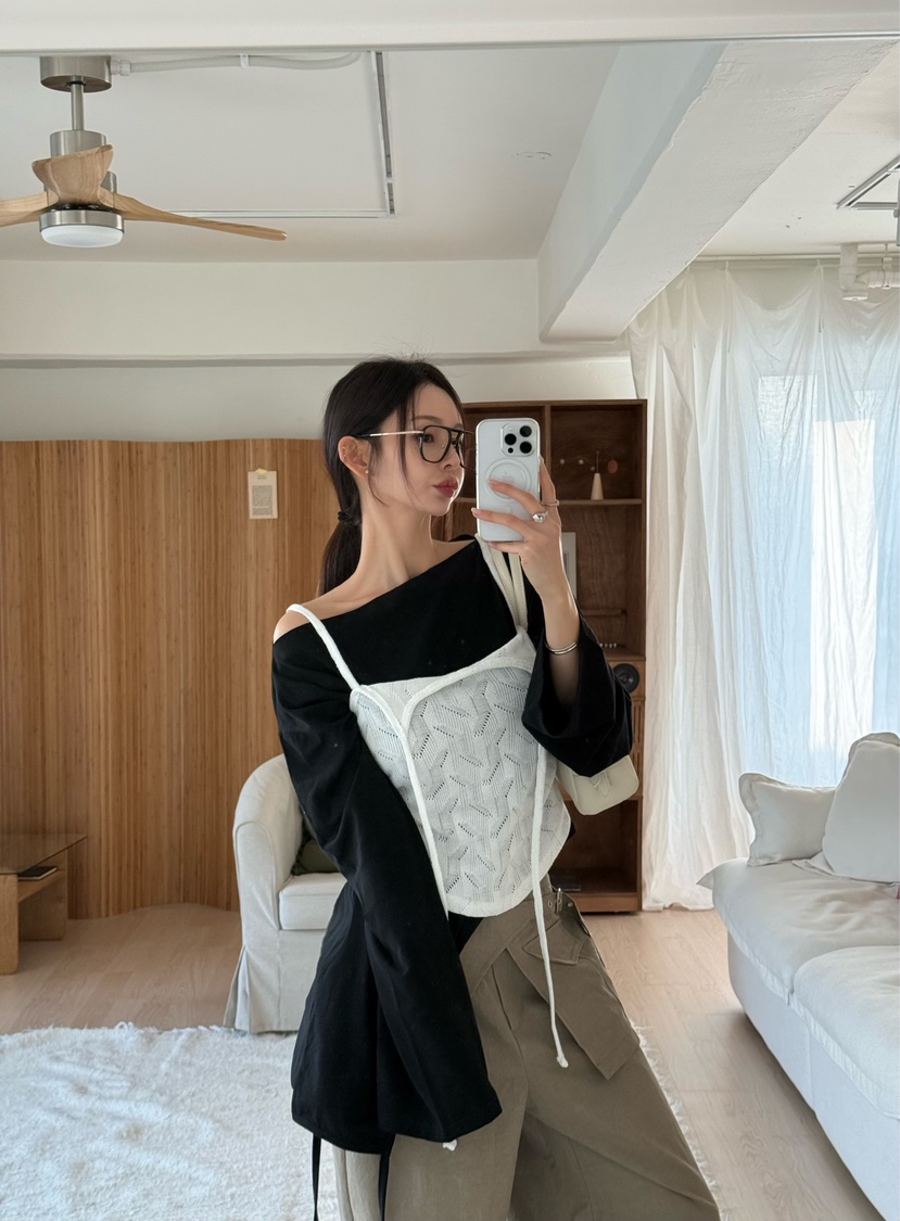 DENVER韓國代購女裝新品熱賣26春夏人氣推薦長袖T恤不含腰帶DENVER長袖T恤