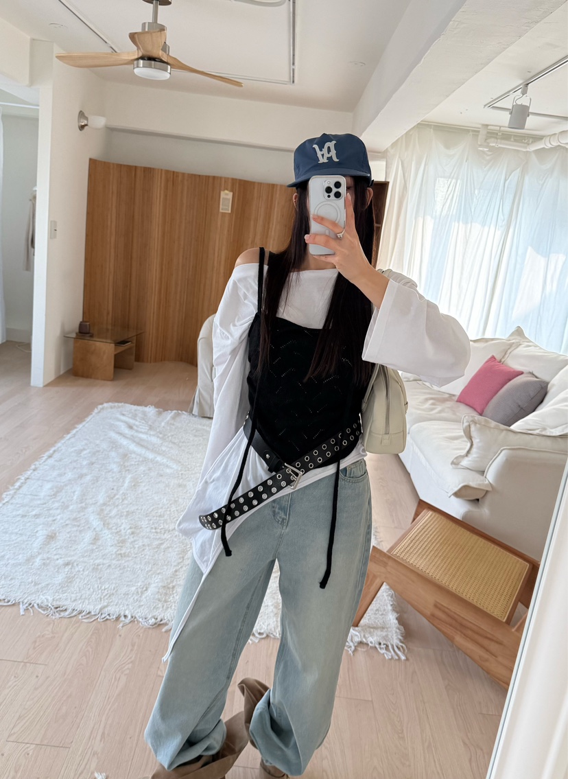 DENVER韓國代購女裝新品熱賣26春夏人氣推薦長袖T恤不含腰帶DENVER長袖T恤圖色1