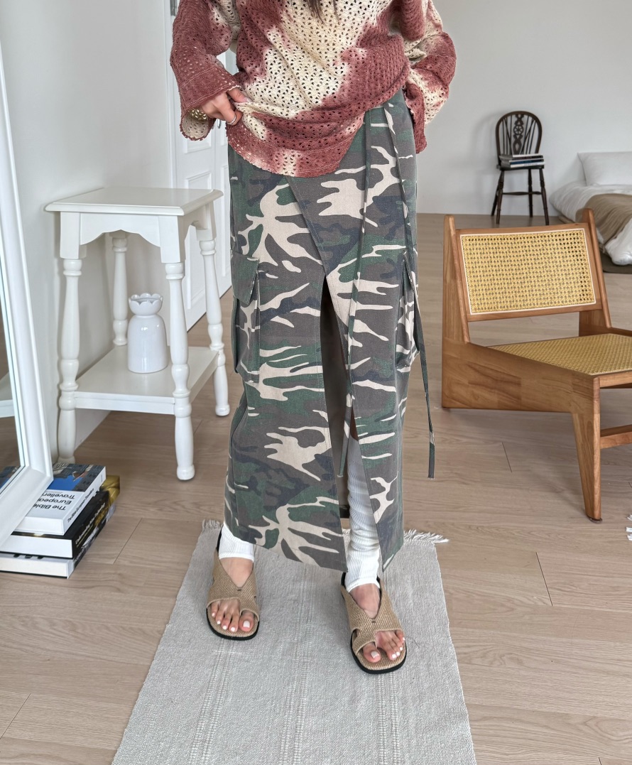 DENVER東大門代購女裝新品26春夏人氣職業真品推薦長裙迷彩DENVER長裙