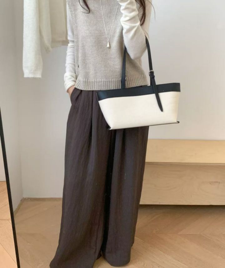 TROUVAILLE韓國代購女裝新款時尚熱賣人氣單肩斜跨包帆布TROUVAILLE單肩/斜跨包