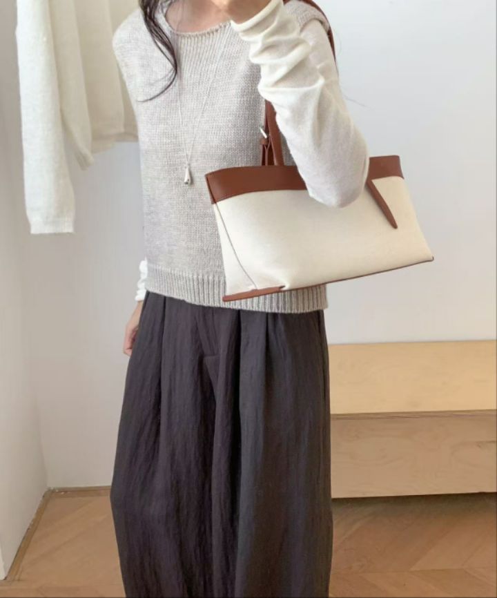 TROUVAILLE韓國代購女裝新款時尚熱賣人氣單肩斜跨包帆布TROUVAILLE單肩/斜跨包