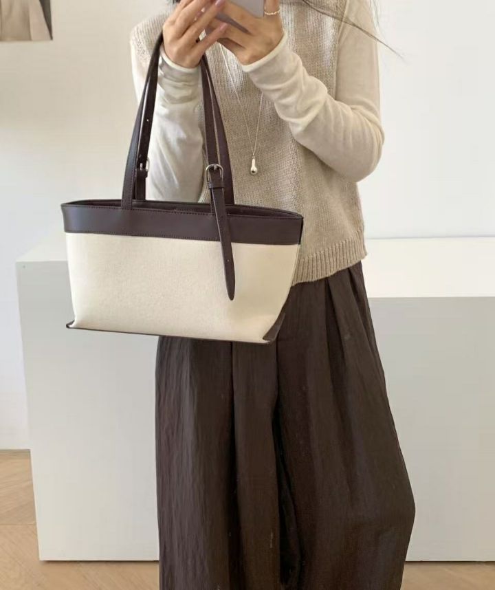 TROUVAILLE韓國代購女裝新款時尚熱賣人氣單肩斜跨包帆布TROUVAILLE單肩/斜跨包圖色1