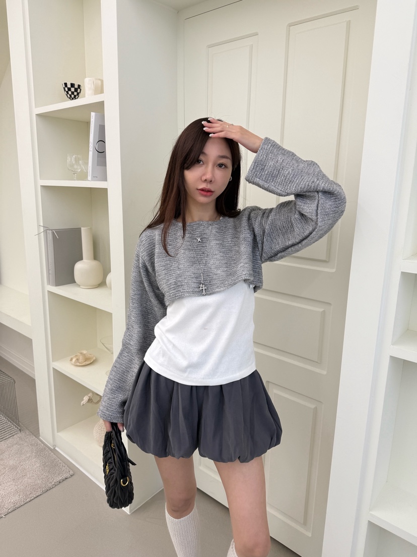 LUMIPLE韓國代購女士新款休閑真品26春夏人氣針織衫短款針織LUMIPLE針織衫