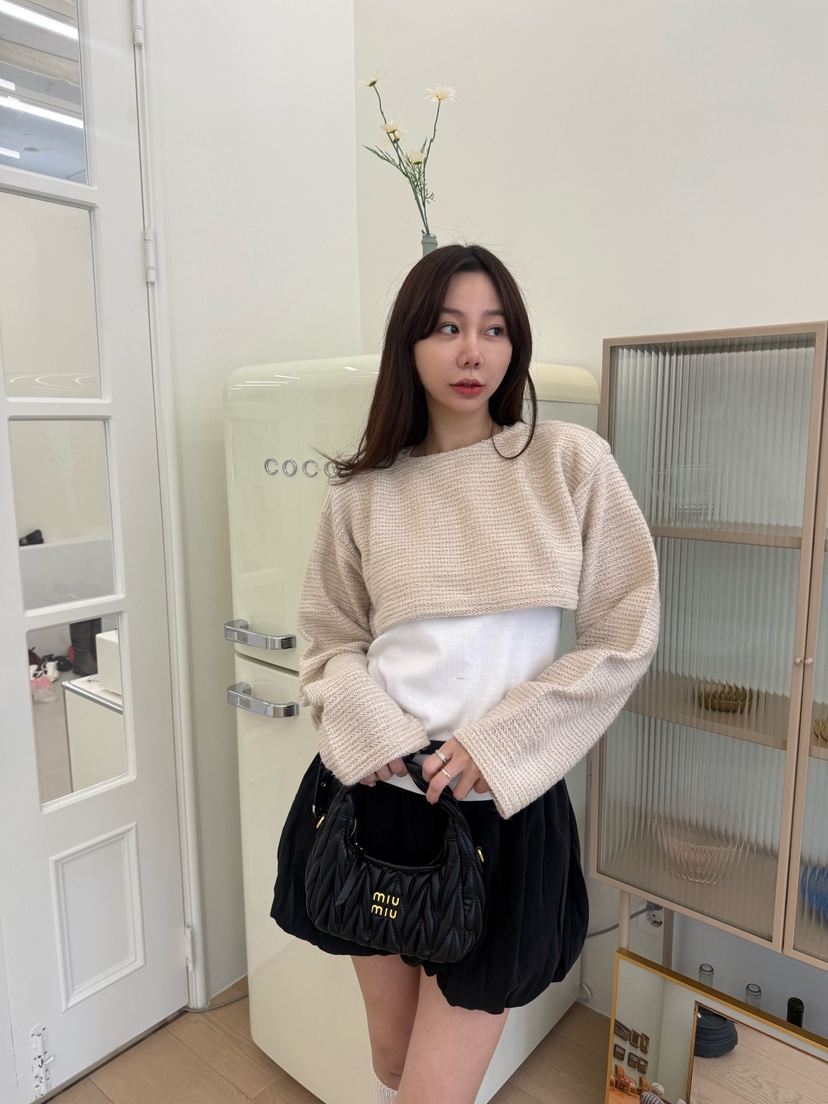 LUMIPLE韓國代購女士新款休閑真品26春夏人氣針織衫短款針織LUMIPLE針織衫