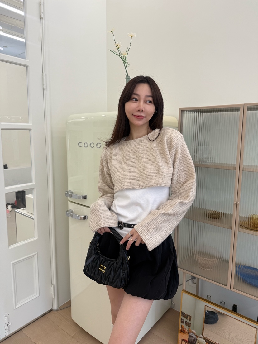 LUMIPLE韓國代購女士新款休閑真品26春夏人氣針織衫短款針織LUMIPLE針織衫