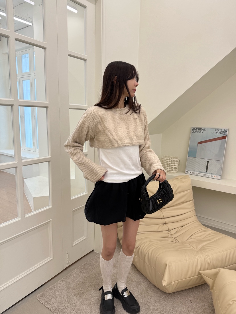 LUMIPLE韓國代購女士新款休閑真品26春夏人氣針織衫短款針織LUMIPLE針織衫