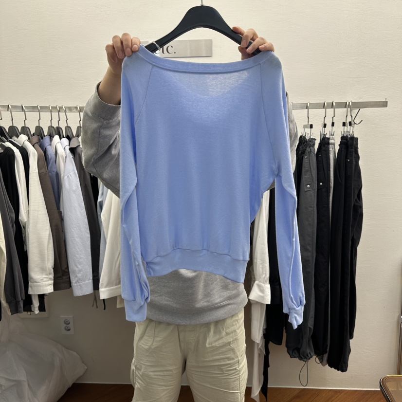 MOANA東大門代購女士新款26春夏時尚推薦職業長袖T恤露肩MOANA長袖T恤