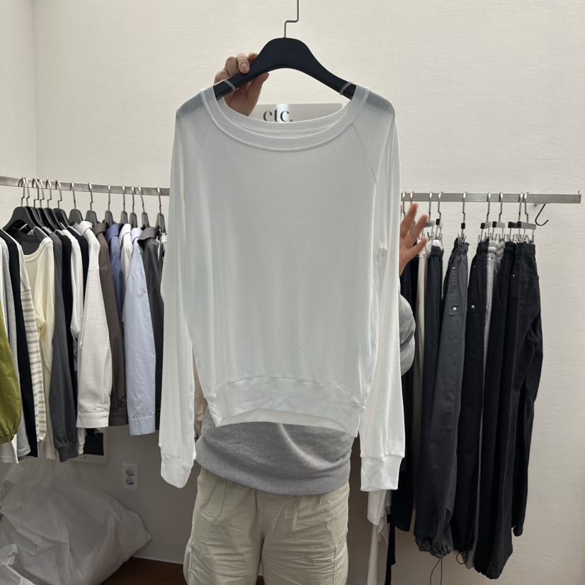 MOANA東大門代購女士新款26春夏時尚推薦職業長袖T恤露肩MOANA長袖T恤圖色1