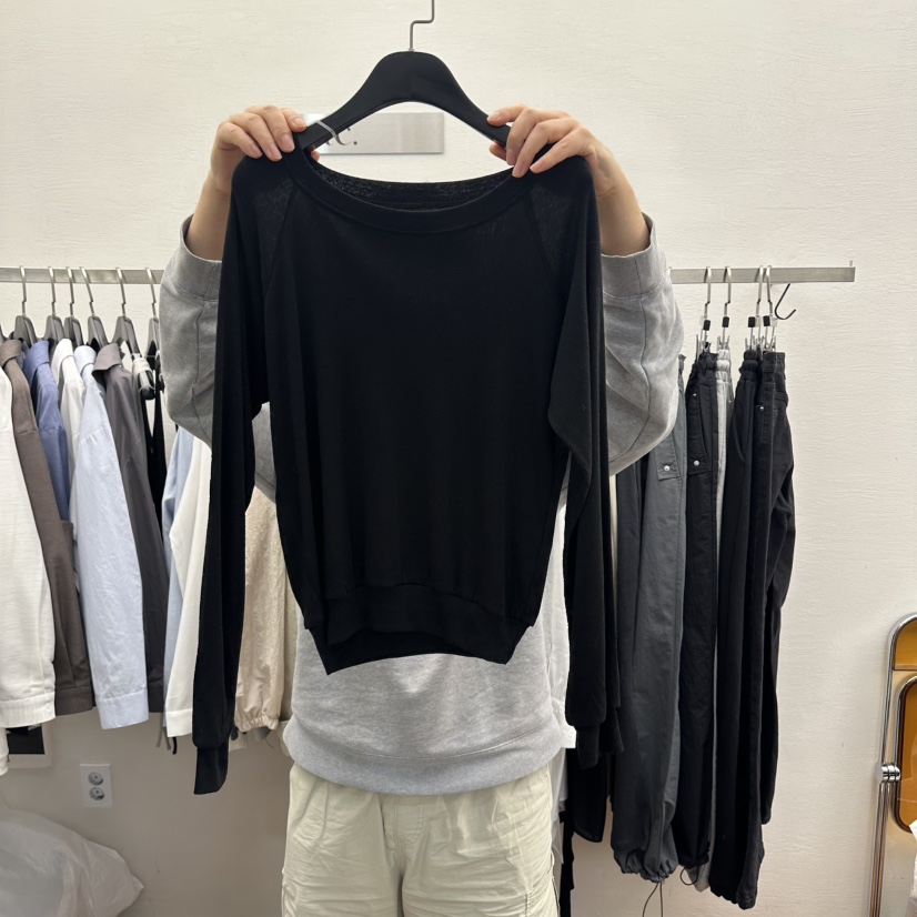 MOANA東大門代購女士新款26春夏時尚推薦職業長袖T恤露肩MOANA長袖T恤圖色4