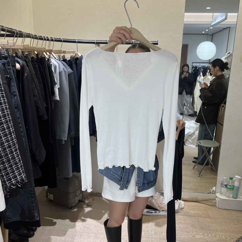 W AND J韓國直郵女裝新款時尚職業人氣真品推薦長袖T恤W AND J長袖T恤