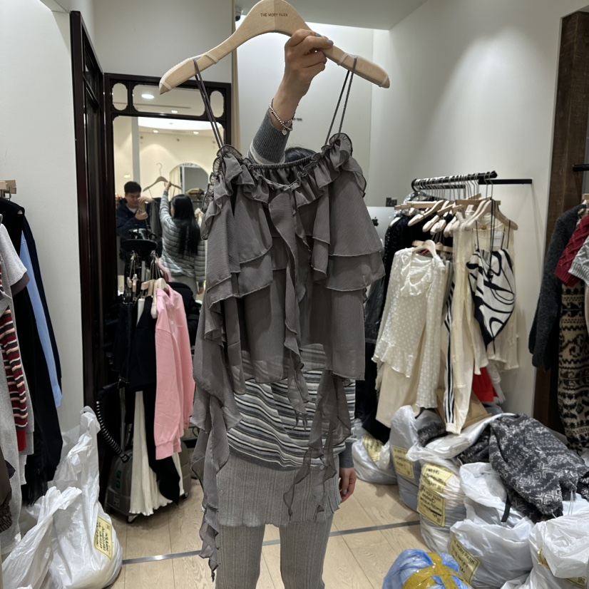 THEMORYPARK東大門實拍女士新款熱賣休閑真品吊帶背心荷葉邊THE MORY PARK吊帶/背心圖色2