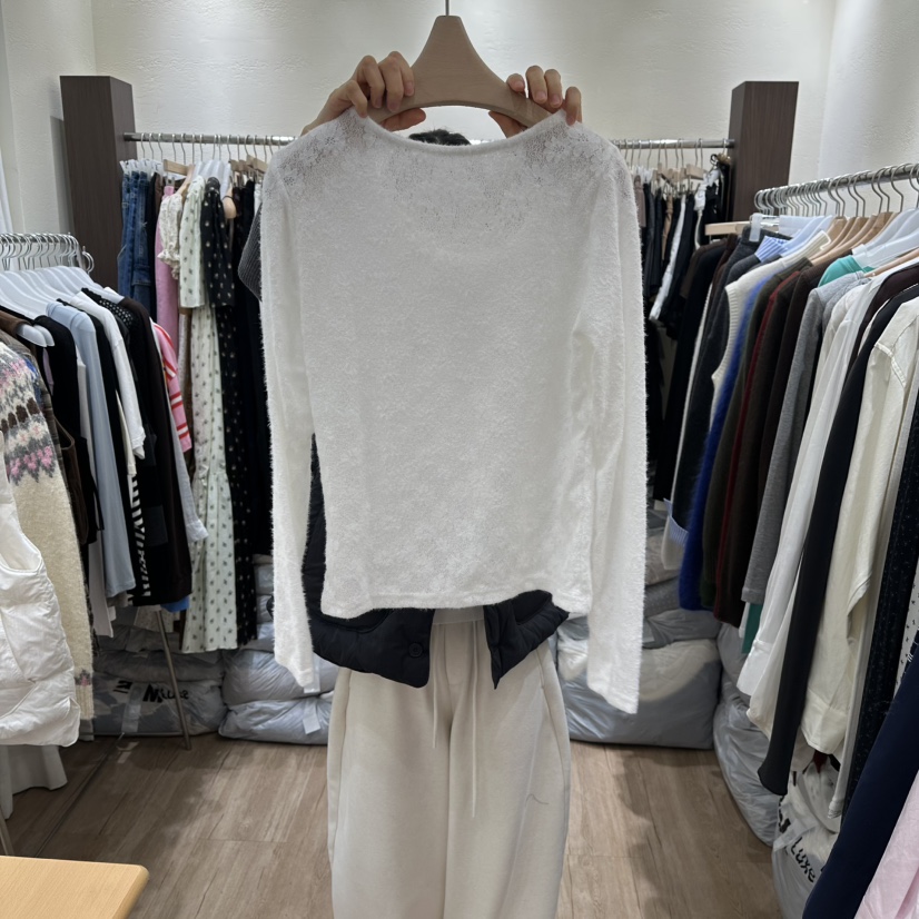 HANSUNGHYUN東大門代購女士新款推薦休閑襯衫蕾絲衫花朵透視HANSUNGHYUN襯衫/蕾絲衫