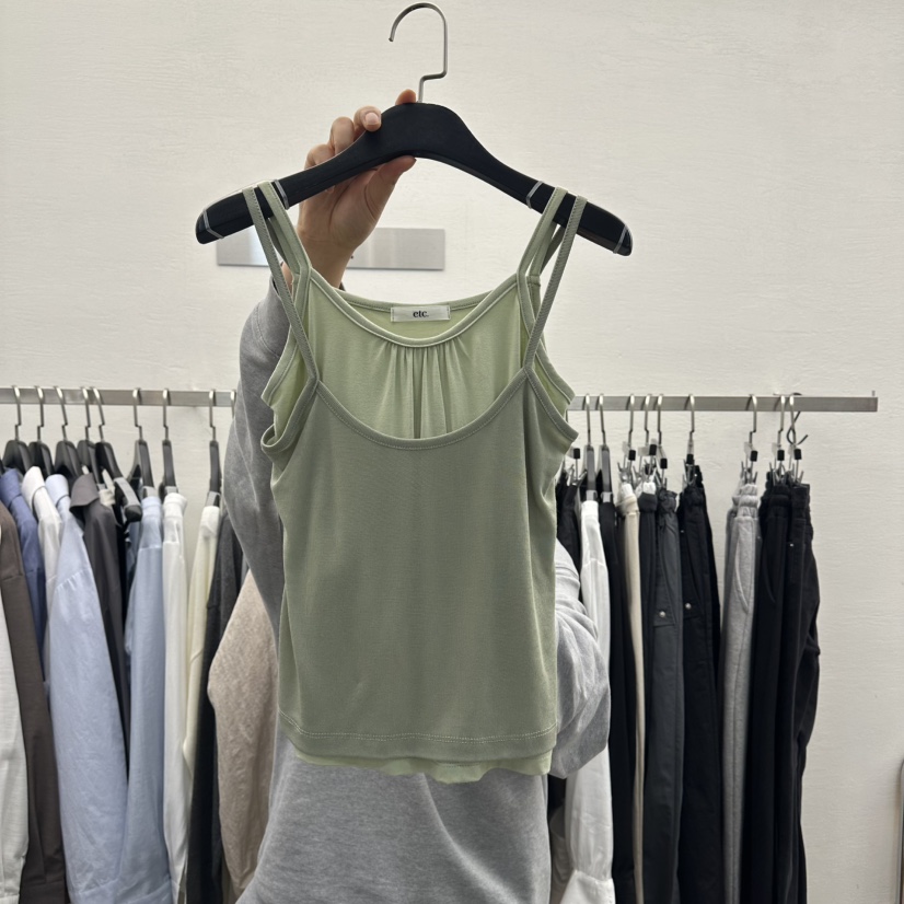 MOANA韓國代購女裝新品職業時尚休閑人氣吊帶背心假兩件雙層MOANA吊帶/背心圖色2