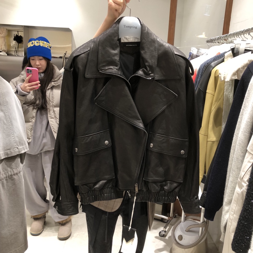 TEMPTING韓國直郵女士新款休閑職業熱賣推薦時尚皮衣羊皮TEMPTING皮衣圖色1