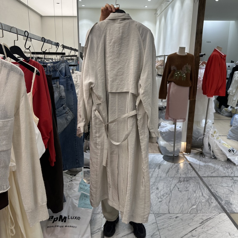 MOANA東大門代購女裝新款熱賣職業真品時尚推薦長款風衣纖維MOANA長款風衣