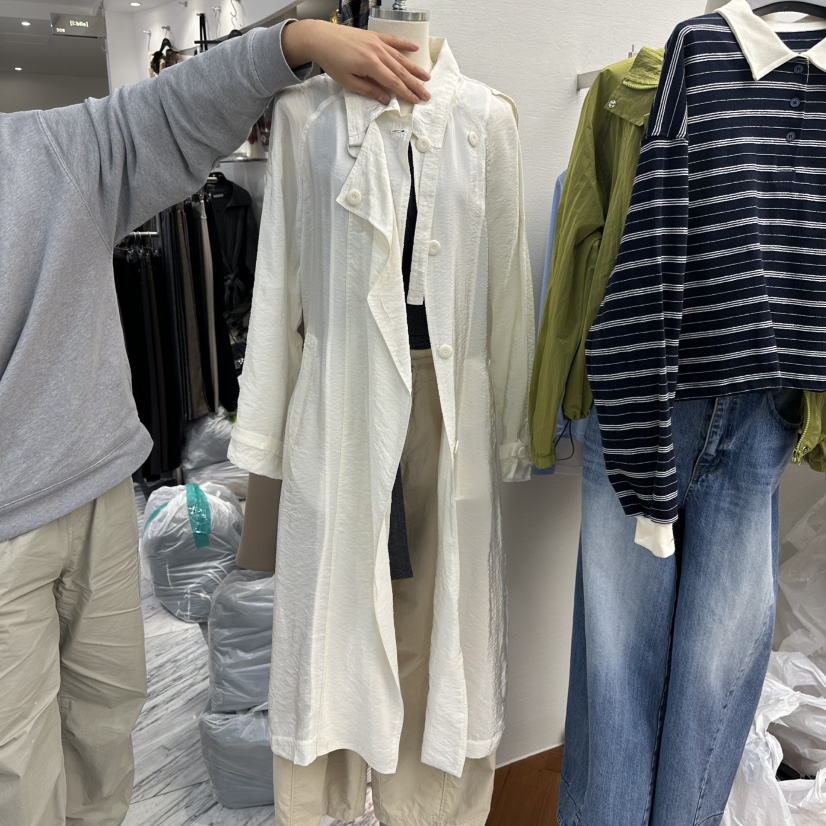 MOANA東大門代購女裝新款熱賣職業真品時尚推薦長款風衣纖維MOANA長款風衣圖色1