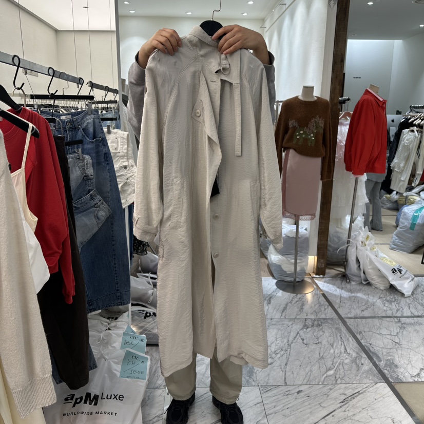 MOANA東大門代購女裝新款熱賣職業真品時尚推薦長款風衣纖維MOANA長款風衣圖色2