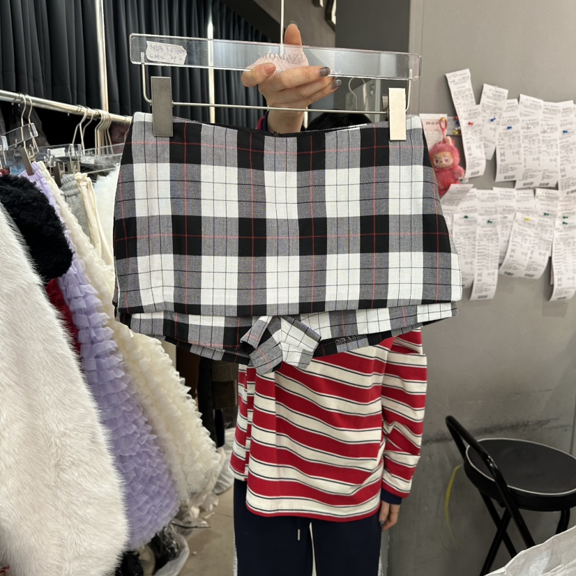 MOMAZU韓國直郵女裝新品人氣職業真品26春夏時尚裙褲格子MOMAZU裙褲圖色1