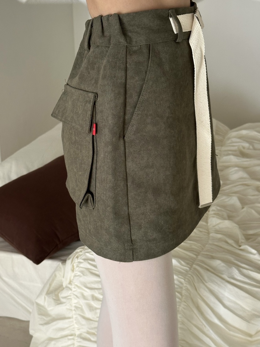 ZEROZERO韓國代購女裝新款熱賣真品推薦人氣短裙涂層腰帶ZEROZERO短裙