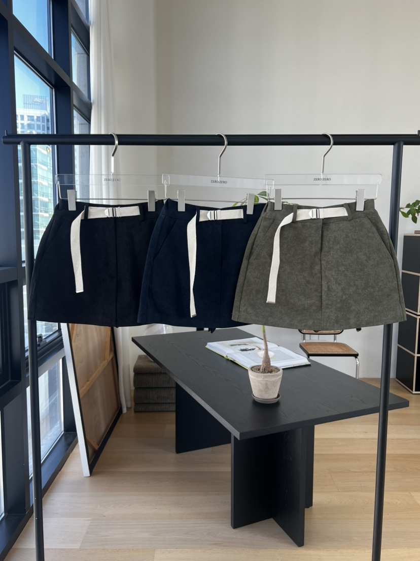 ZEROZERO韓國代購女裝新款熱賣真品推薦人氣短裙涂層腰帶ZEROZERO短裙