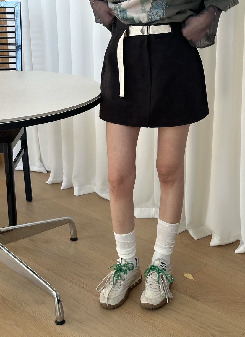 ZEROZERO韓國代購女裝新款熱賣真品推薦人氣短裙涂層腰帶ZEROZERO短裙圖色2