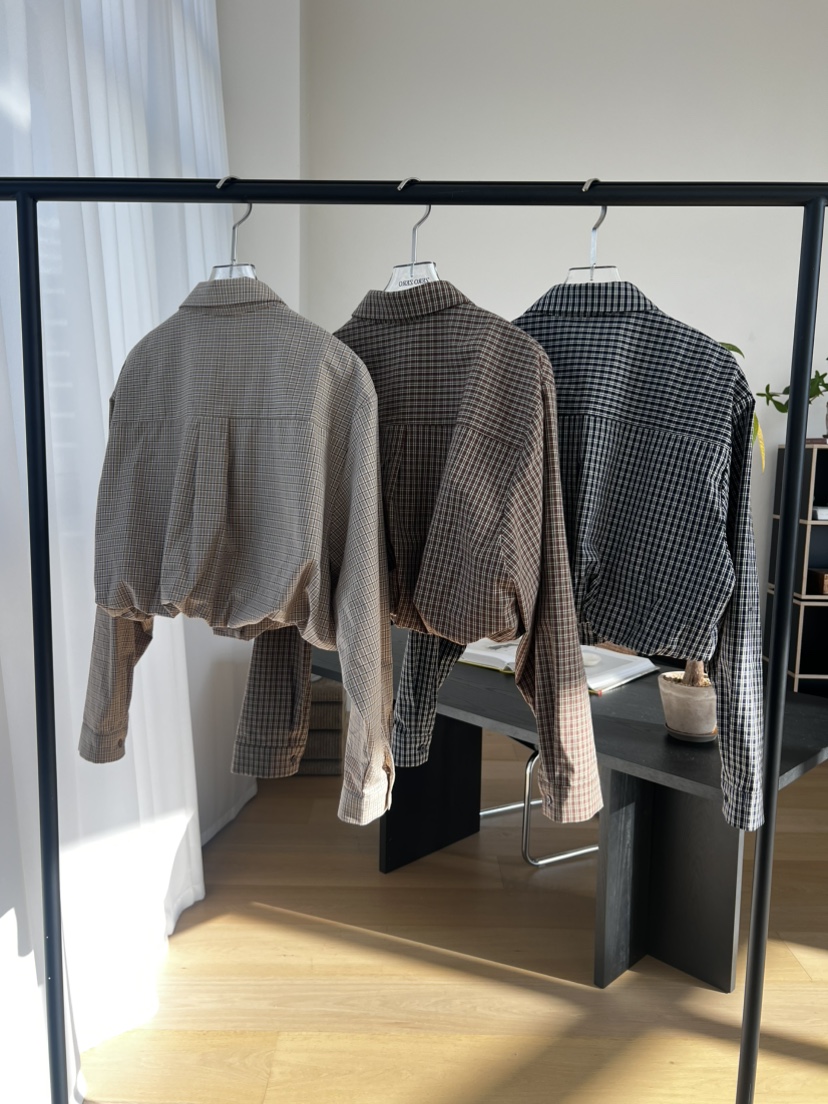 ZEROZERO韓國直郵女士新款人氣推薦真品襯衫蕾絲衫口袋格紋ZEROZERO襯衫/蕾絲衫