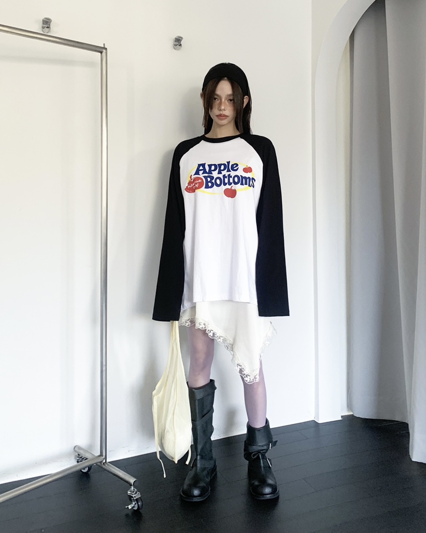 LIVE AID-P韓國代購女裝新款人氣26春夏時尚休閑長袖T恤LIVE AID-P長袖T恤