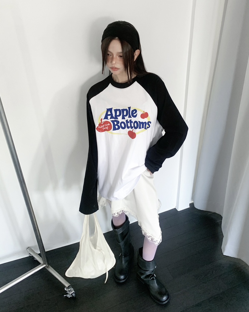 LIVE AID-P韓國代購女裝新款人氣26春夏時尚休閑長袖T恤LIVE AID-P長袖T恤