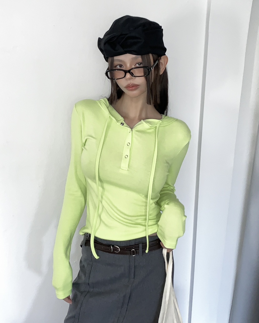 LIVE AID-P東大門代購女士新款時尚推薦26春夏長袖T恤連帽衫LIVE AID-P長袖T恤