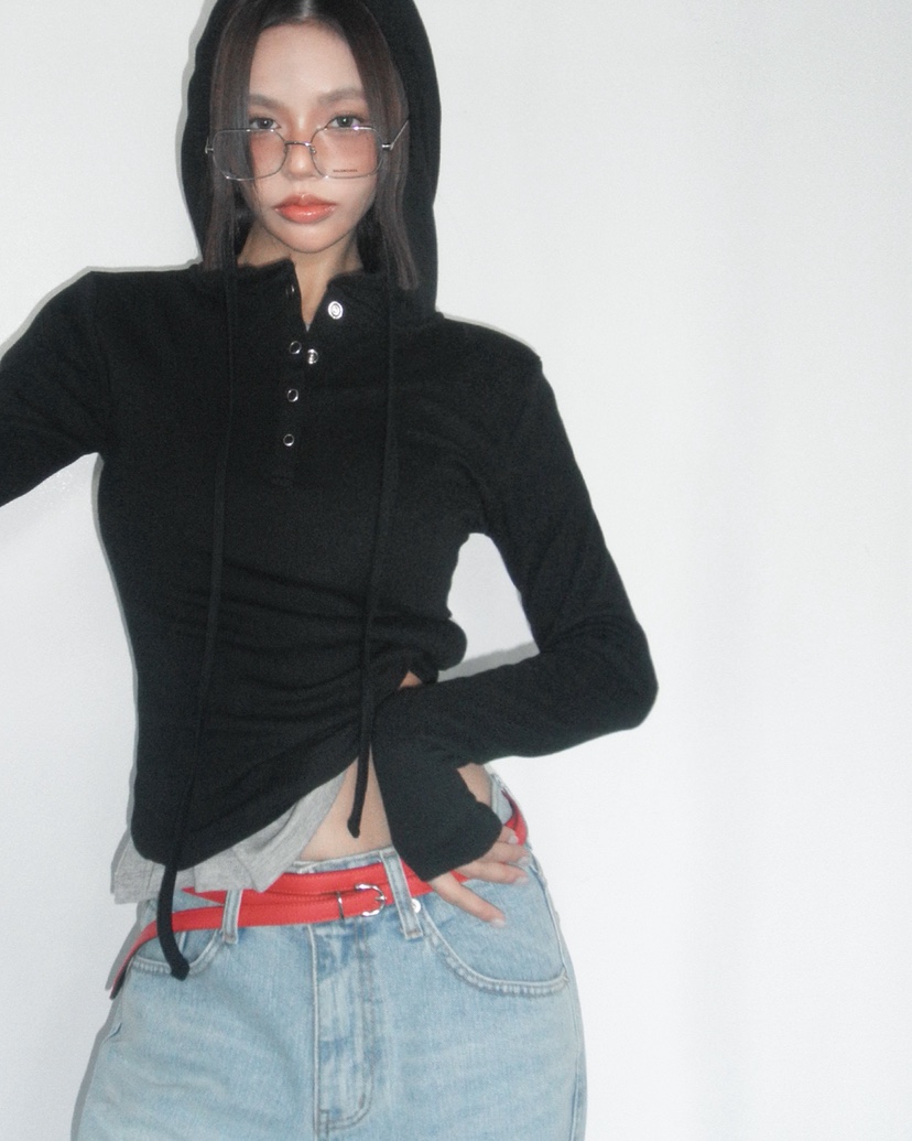 LIVE AID-P東大門代購女士新款時尚推薦26春夏長袖T恤連帽衫LIVE AID-P長袖T恤