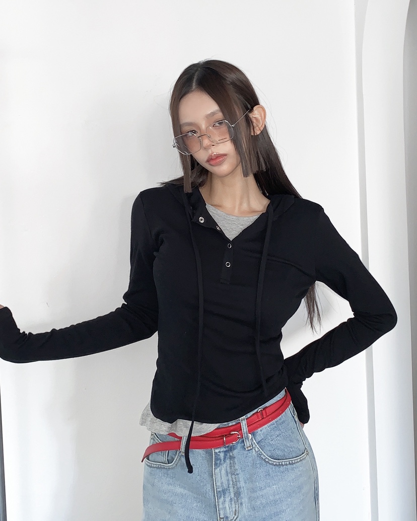 LIVE AID-P東大門代購女士新款時尚推薦26春夏長袖T恤連帽衫LIVE AID-P長袖T恤