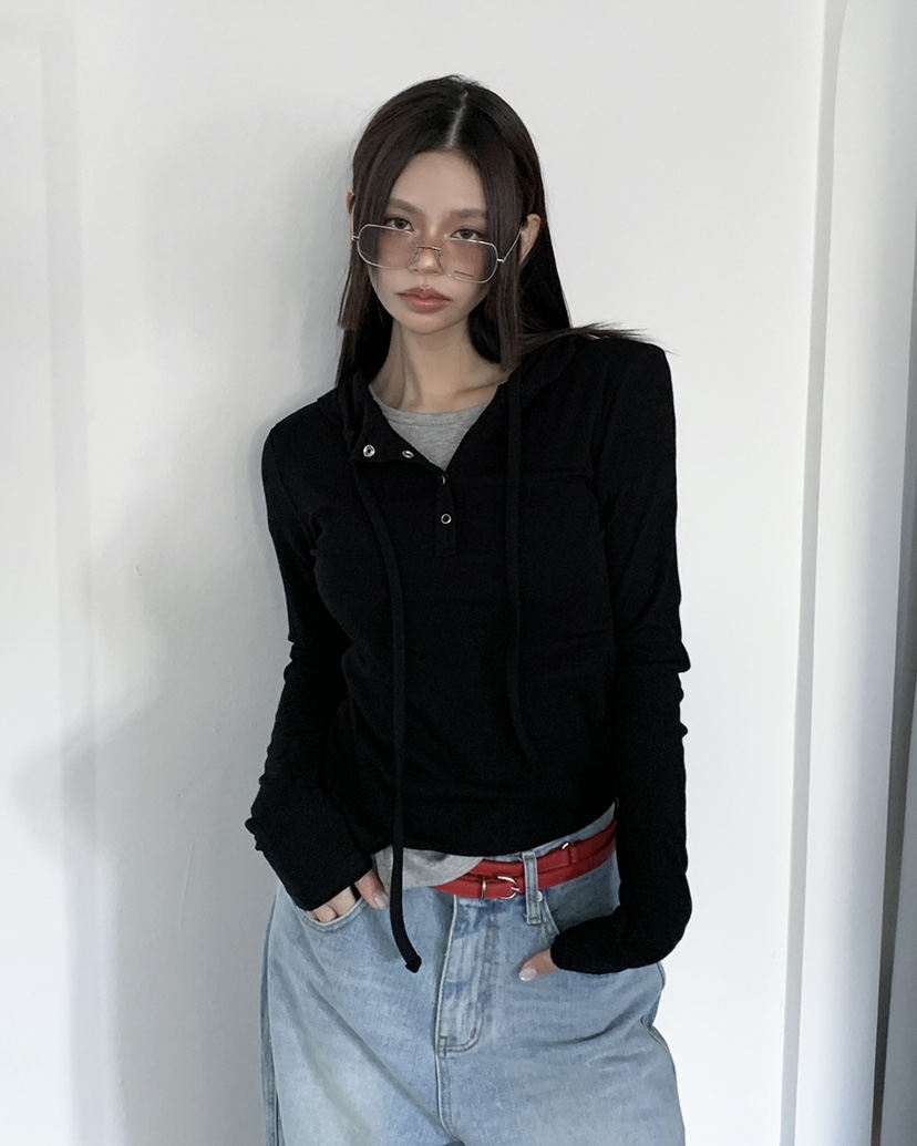 LIVE AID-P東大門代購女士新款時尚推薦26春夏長袖T恤連帽衫LIVE AID-P長袖T恤