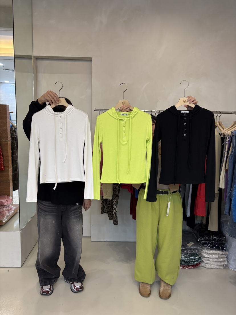 LIVE AID-P東大門代購女士新款時尚推薦26春夏長袖T恤連帽衫LIVE AID-P長袖T恤