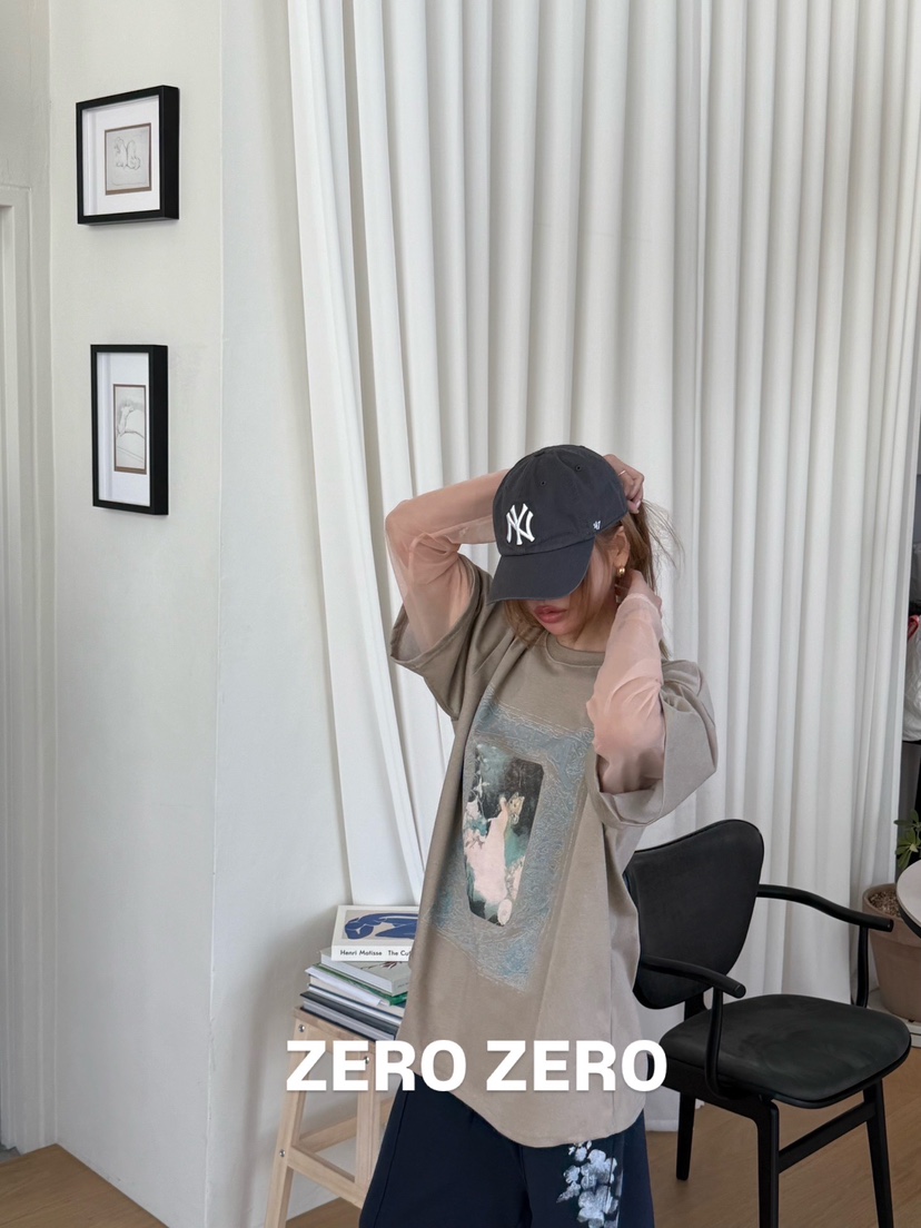 ZEROZERO東大門代購女裝新品時尚職業休閑推薦長袖T恤透視ZEROZERO長袖T恤