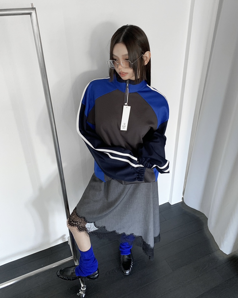 LIVE AID-P東大門實拍女裝新品職業推薦時尚人氣衛衣拉鏈LIVE AID-P衛衣