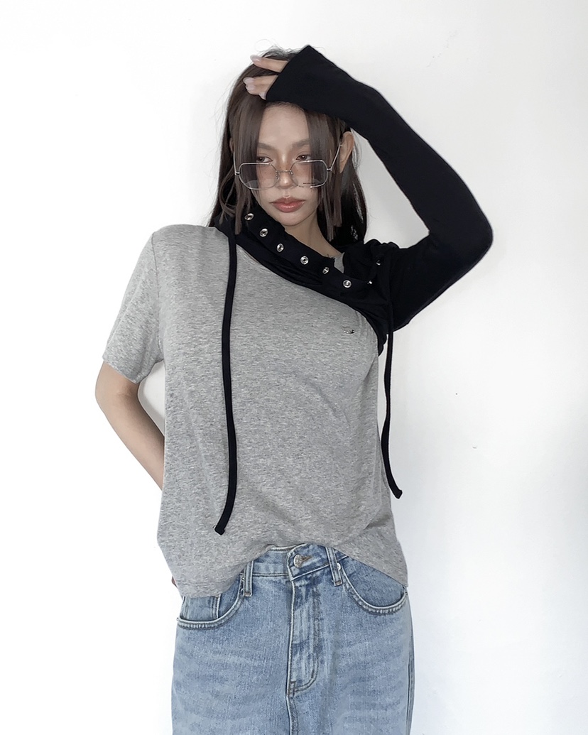 LIVE AID-P韓國直郵女裝新品時尚職業熱賣休閑真品26春夏T恤LIVE AID-PT恤