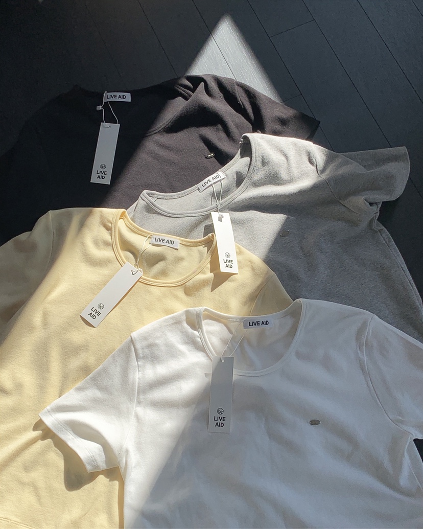 LIVE AID-P韓國直郵女裝新品時尚職業熱賣休閑真品26春夏T恤LIVE AID-PT恤