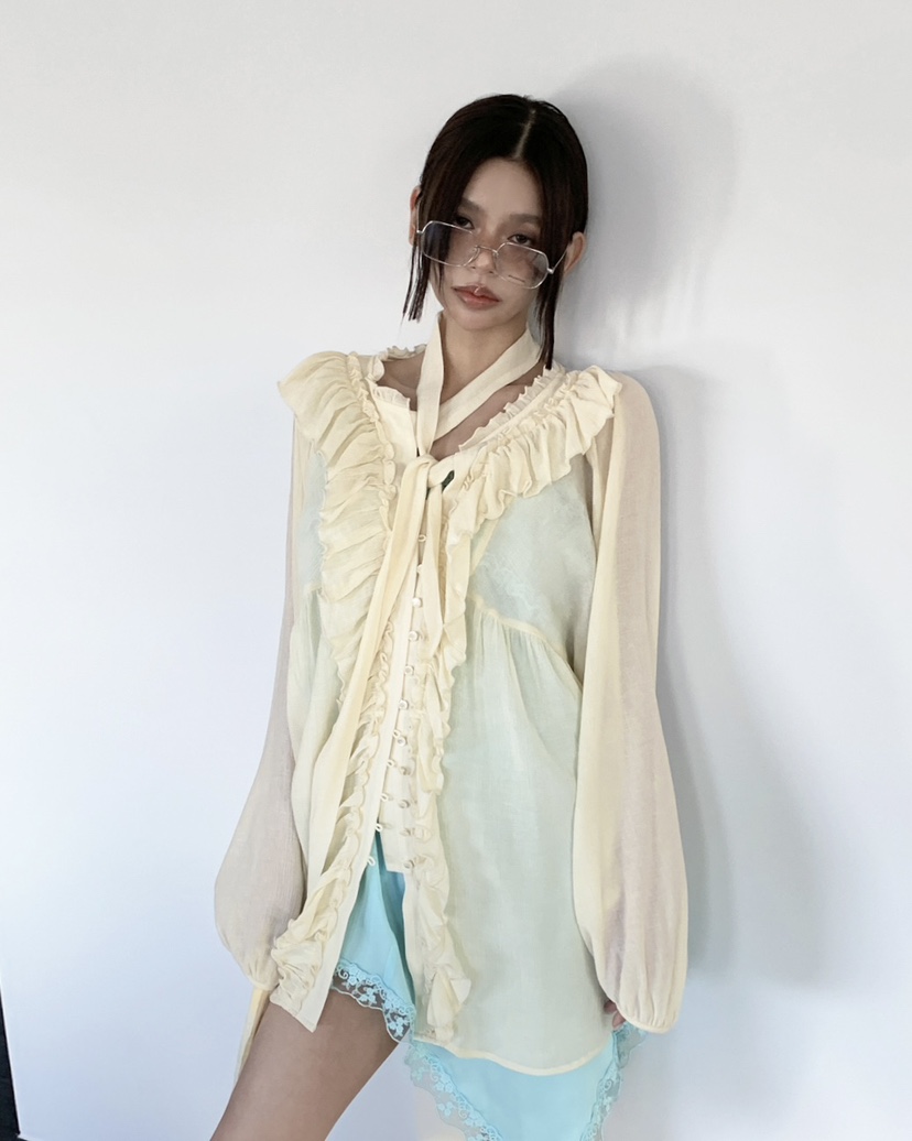 LIVE AID-P東大門直郵女裝新款休閑時尚26春夏襯衫蕾絲衫LIVE AID-P襯衫/蕾絲衫