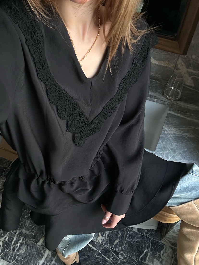 ZEROZERO韓國直郵女裝新款職業推薦休閑時尚連衣裙荷葉邊V領ZEROZERO連衣裙