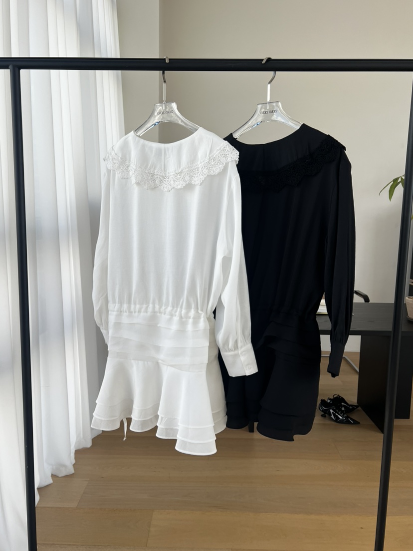 ZEROZERO韓國直郵女裝新款職業推薦休閑時尚連衣裙荷葉邊V領ZEROZERO連衣裙