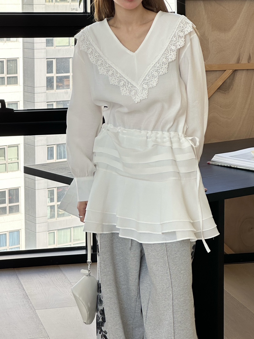 ZEROZERO韓國直郵女裝新款職業推薦休閑時尚連衣裙荷葉邊V領ZEROZERO連衣裙圖色1