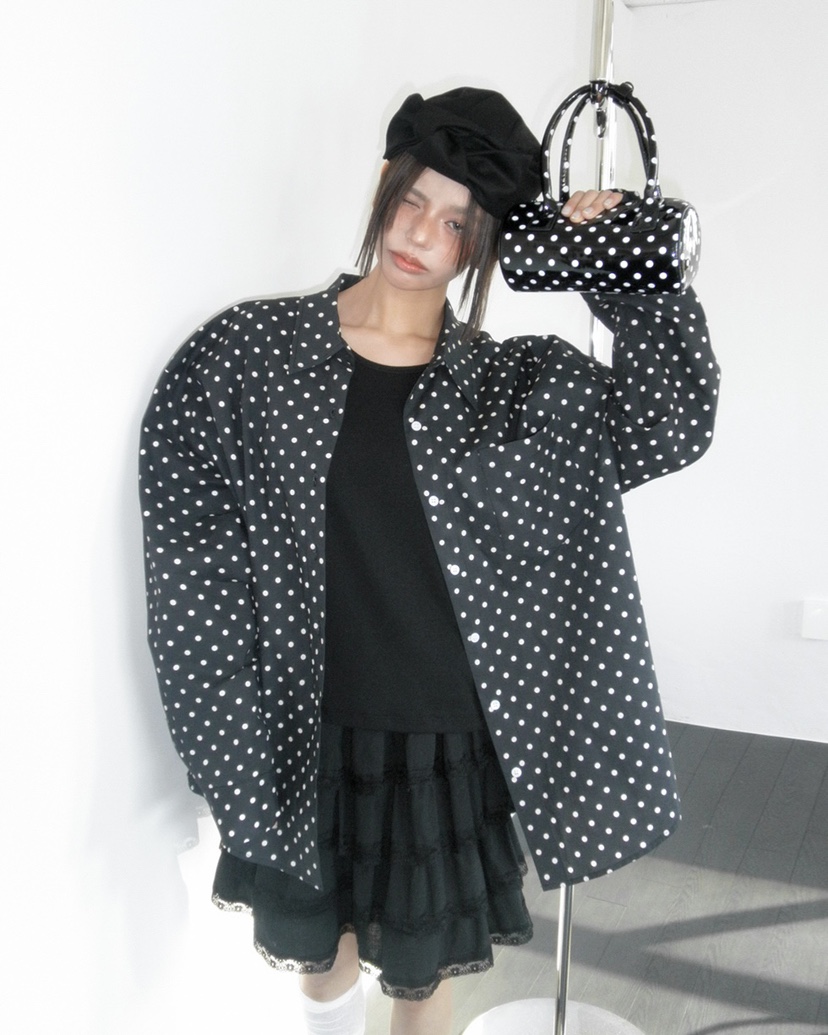 LIVE AID-P韓國直郵女裝新款26春夏真品襯衫蕾絲衫圓領LIVE AID-P襯衫/蕾絲衫